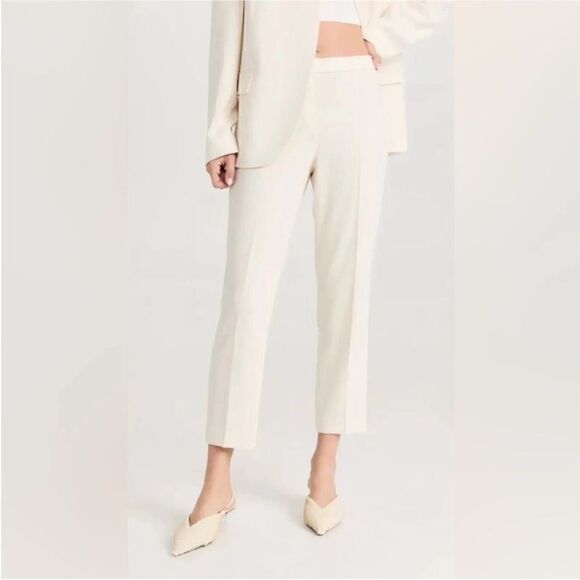 Theory NWT Treeca Pull-On Pant in Striped Admiral Crepe In Rice Size 14 - Picture 3 of 11